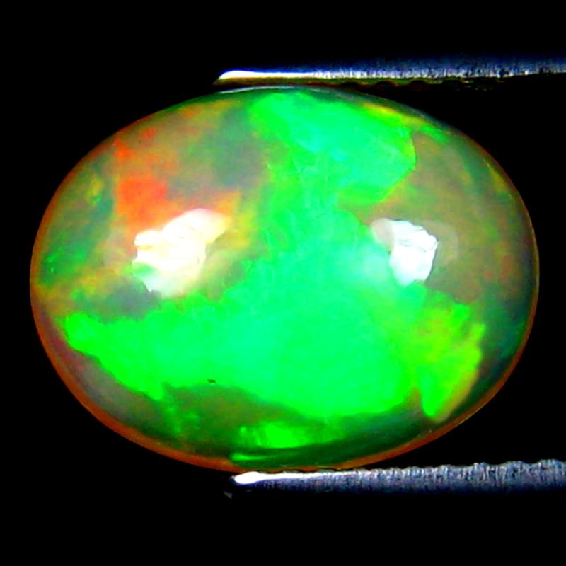 3.21 ct Stunning Oval Cabochon Cut (13 x 10 mm) Ethiopia Play of Colors Rainbow Opal Natural Gemstone