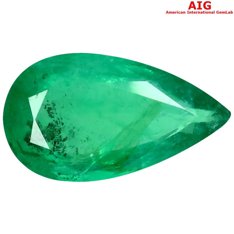 6.81 ct AIG Certified Premium Pear Cut (19 x 11 mm) 100% Natural (Un-Heated) Colombia Emerald Natural Stone