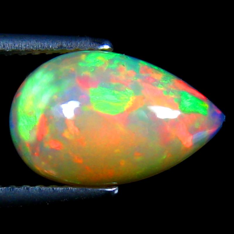 2.56 ct World class Pear Cabochon Cut (14 x 9 mm) Ethiopia Play of Colors Rainbow Opal Natural Gemstone