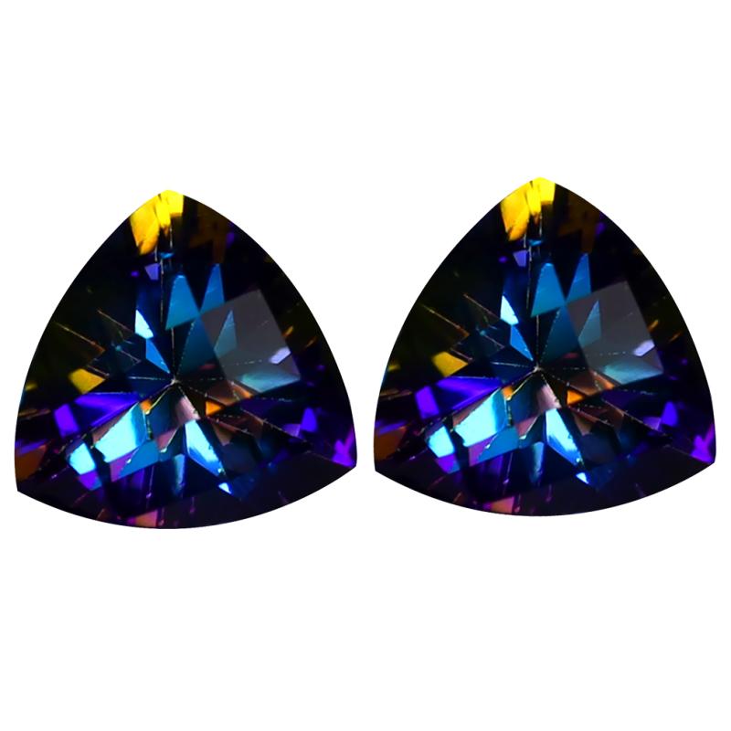 6.28 ct (2pcs) Unbelievable MATCHING PAIR Trillion Shape (9 x 9 mm) Mystic Universe Natural Gemstone