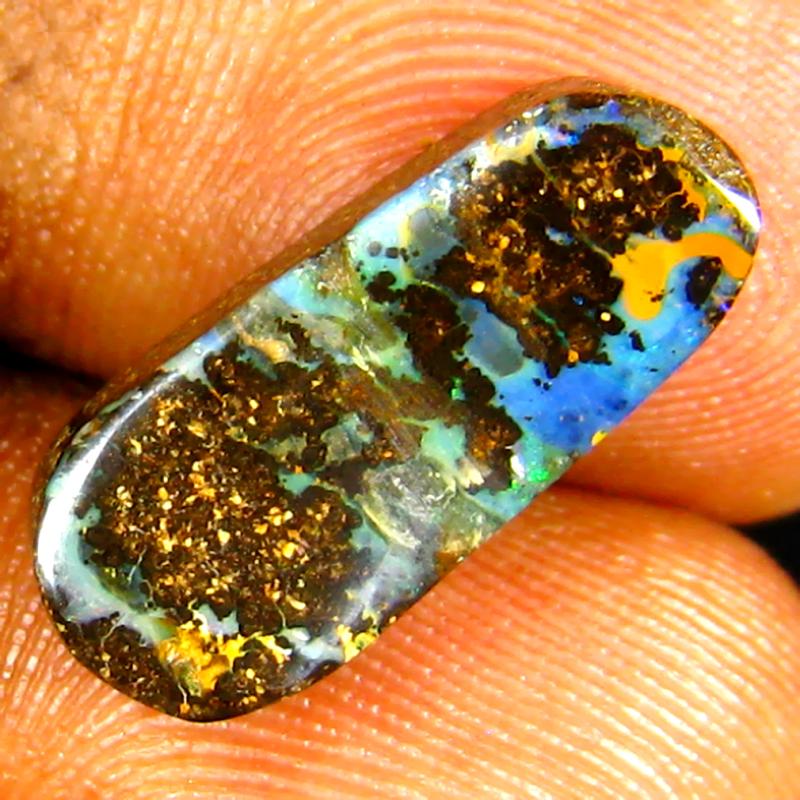 6.28 ct Splendid Fancy Shape (17 x 7 mm) Multi Color Australian Koroit Boulder Opal Natural Loose Gemstone