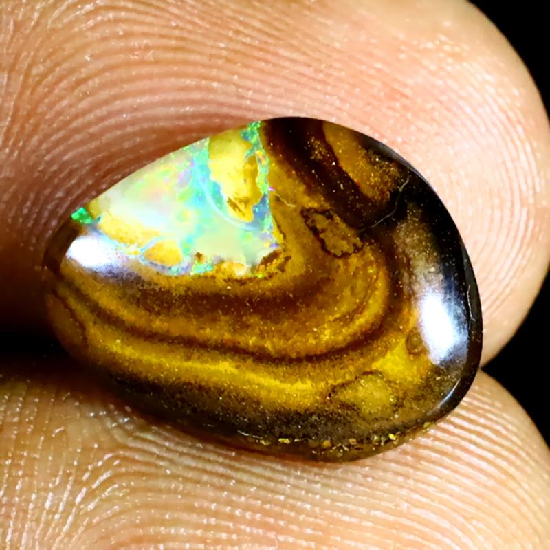 4.27 ct Outstanding Fancy Shape (14 x 11 mm) Multi Color Australian Koroit Boulder Opal Natural Loose Gemstone