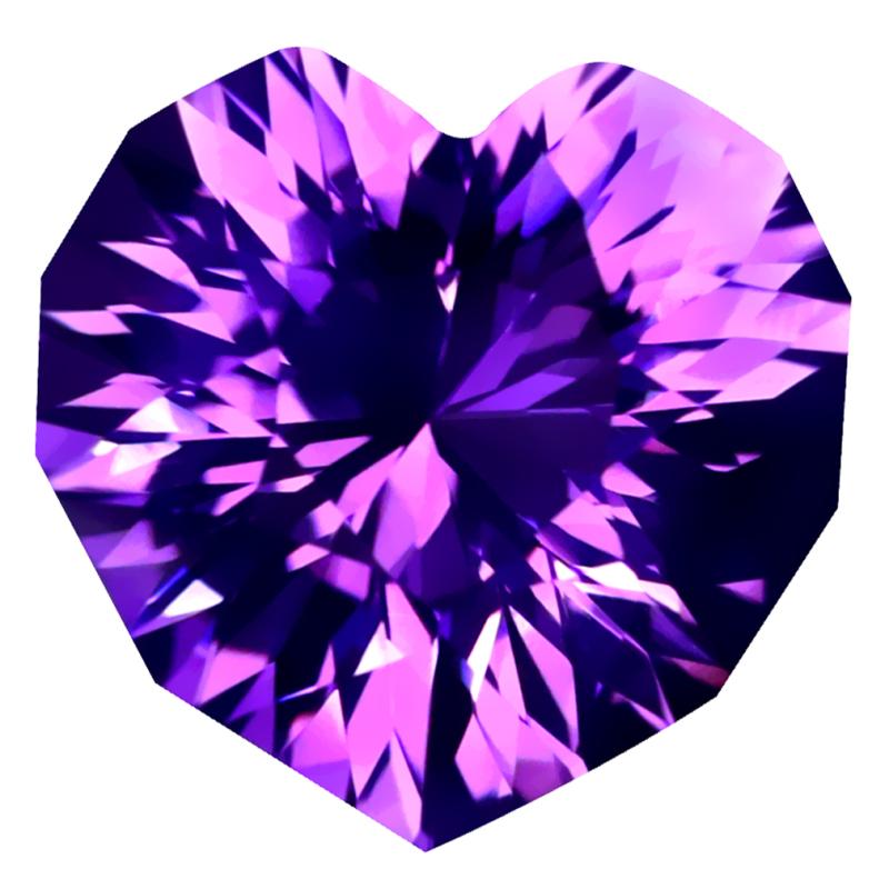7.98 ct FIVE-STAR HEART CUT (14 X 14 MM) PURPLE UNHEATED / UNTREATED PURPLE AMETHYST NATURAL GEMSTONE