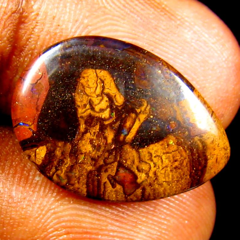 9.00 ct Excellent Fancy Shape (20 x 14 mm) Multi Color Australian Koroit Boulder Opal Natural Loose Gemstone