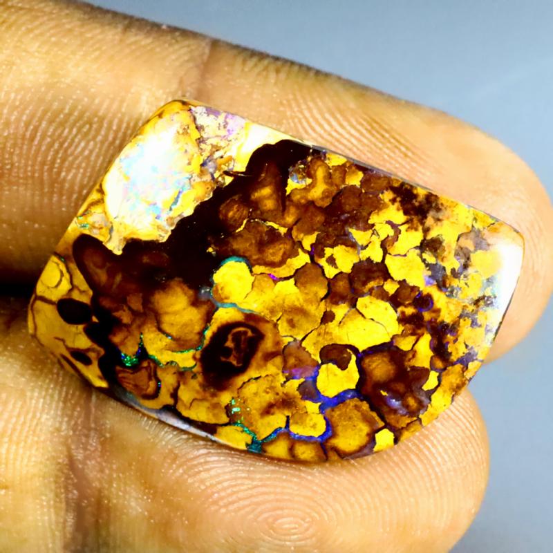 32.53 ct Excellent Fancy Shape (25 x 18 mm) Multi Color Australian Koroit Boulder Opal Natural Loose Gemstone