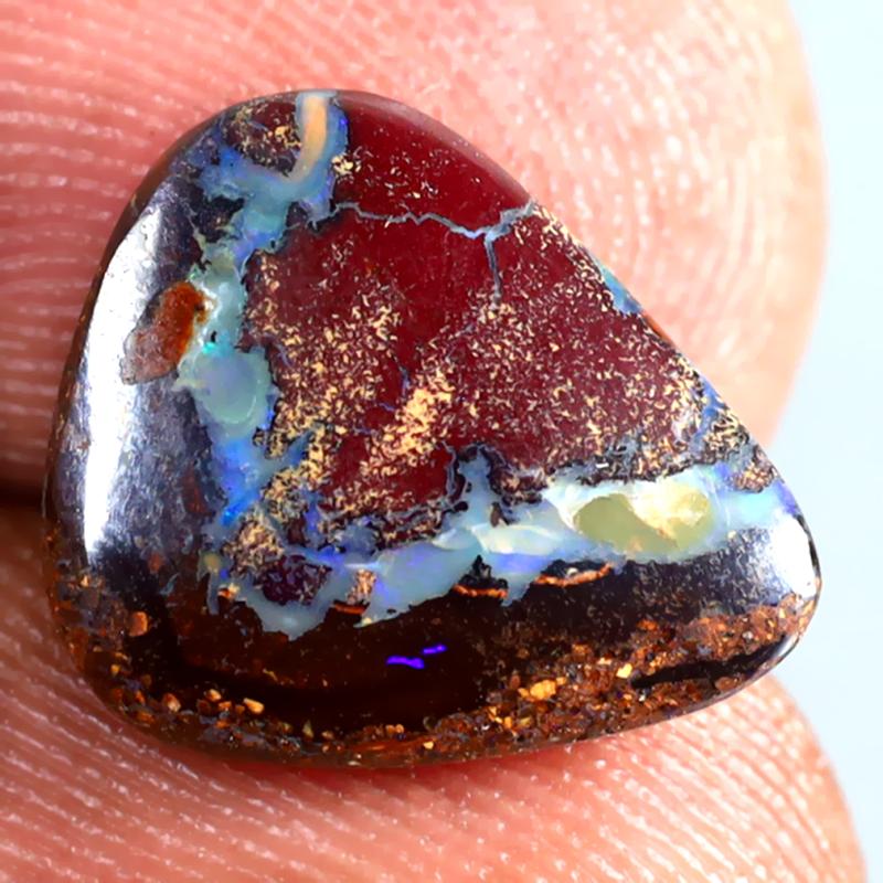 3.03 ct Very good Fancy Shape (12 x 11 mm) Multi Color Australian Koroit Boulder Opal Natural Loose Gemstone