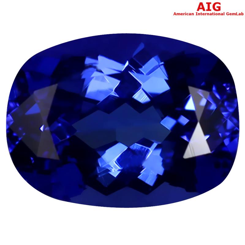 2.02 ct AIG CERTIFIED AAAA GRADE PLEASANT CUSHION CUT (9 X 7 MM) D'BLOCK TANZANITE GEMSTONE
