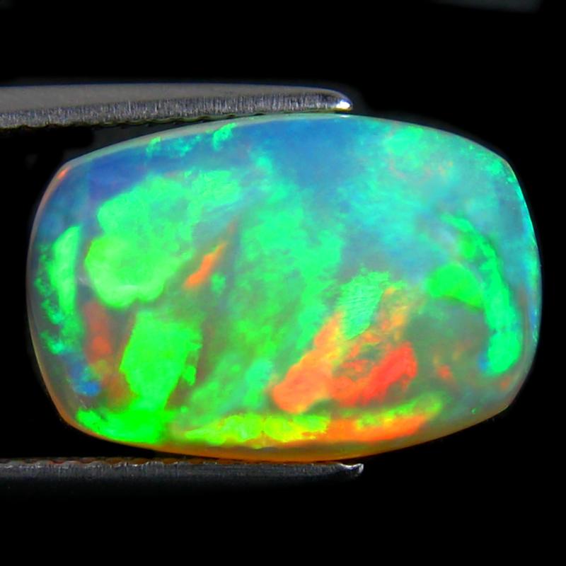 5.67 ct Dazzling Cushion Cabochon (16 x 11 mm) Ethiopian 360 Degree Flashing Rainbow Opal Natural Gemstone