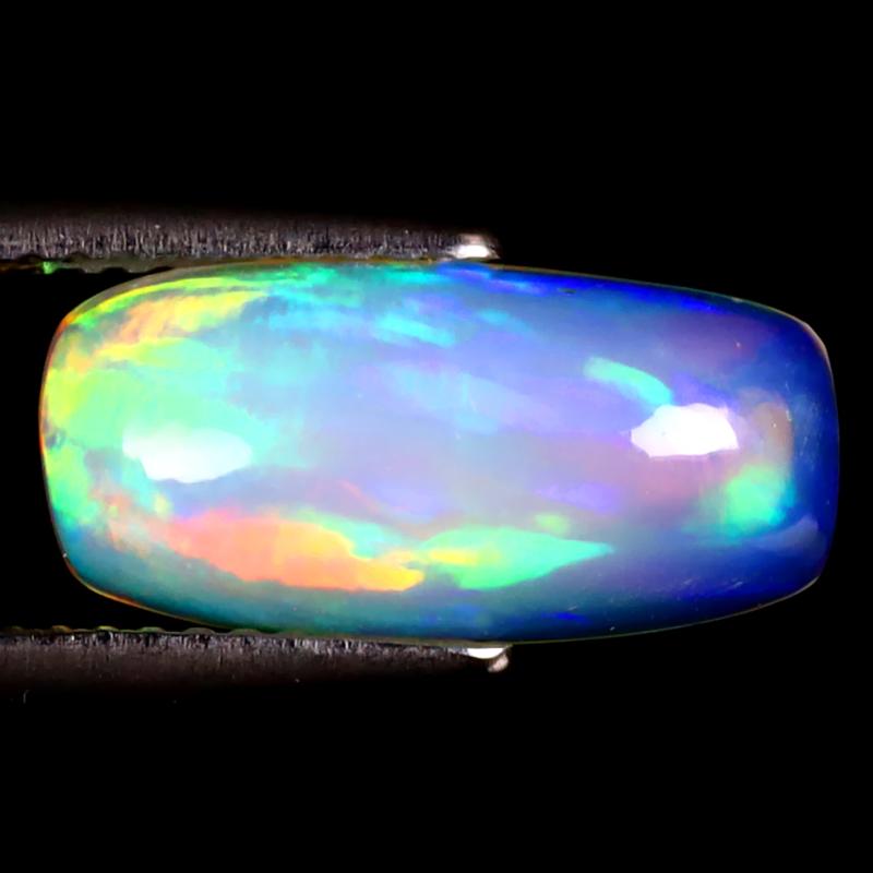 2.70 ct Superb Cushion Cabochon (14 x 7 mm) Ethiopian 360 Degree Flashing Rainbow Opal Natural Gemstone