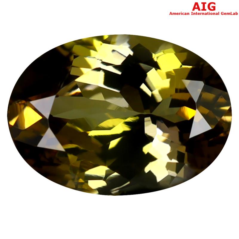 2.60 ct AIG Certified Shimmering Oval Shape (10 x 8 mm) Brownish Yellow Tanzanite Natural Gemstone