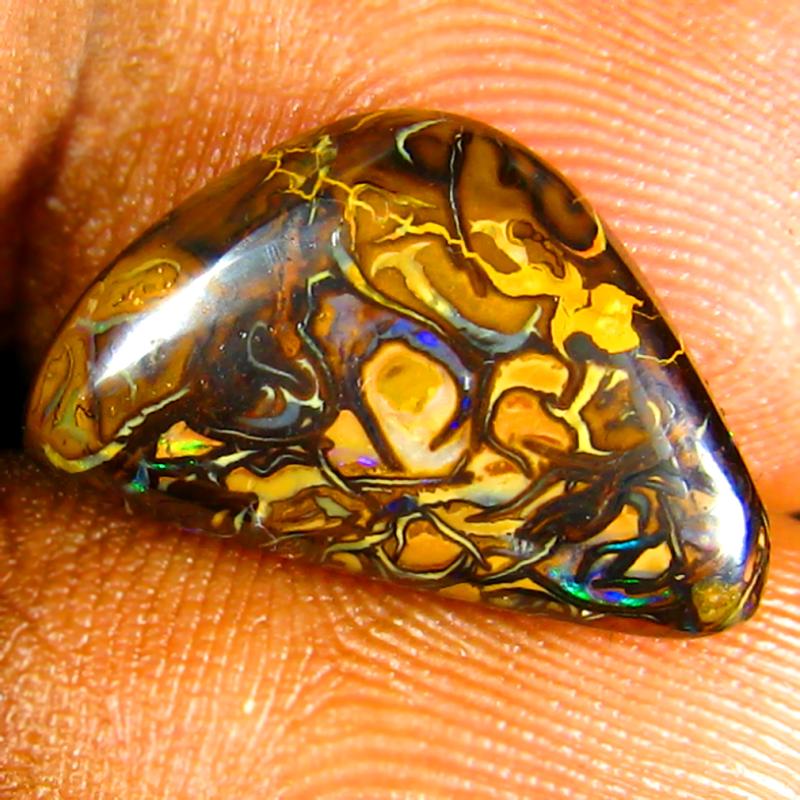 6.10 ct Fantastic Fancy Shape (17 x 10 mm) Multi Color Australian Koroit Boulder Opal Natural Loose Gemstone