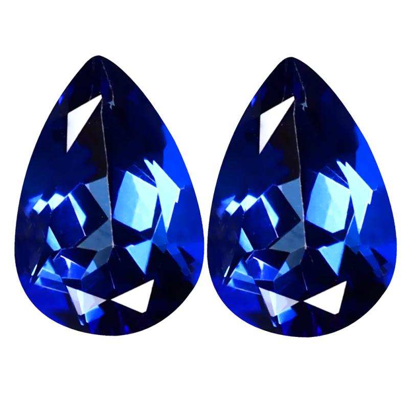 4.81 ct (2pcs) Grand looking MATCHING PAIR Pear Shape (10 x 7 mm) Blue Passion Topaz Natural Gemstone