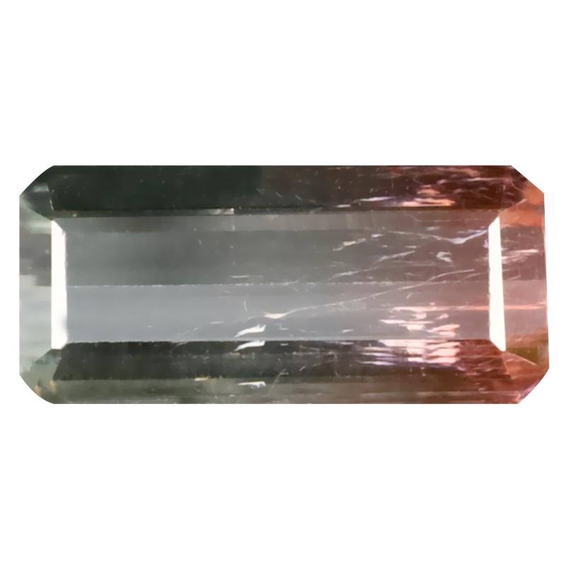 2.96 ct Beautiful Octagon (13 x 6 mm) Un-Heated Brazil Bi-Color Tourmaline Loose Gemstone