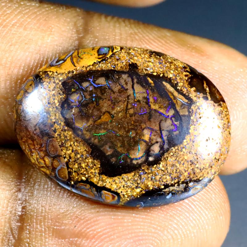 16.54 ct Resplendent Fancy Shape (25 x 18 mm) Multi Color Australian Koroit Boulder Opal Natural Loose Gemstone
