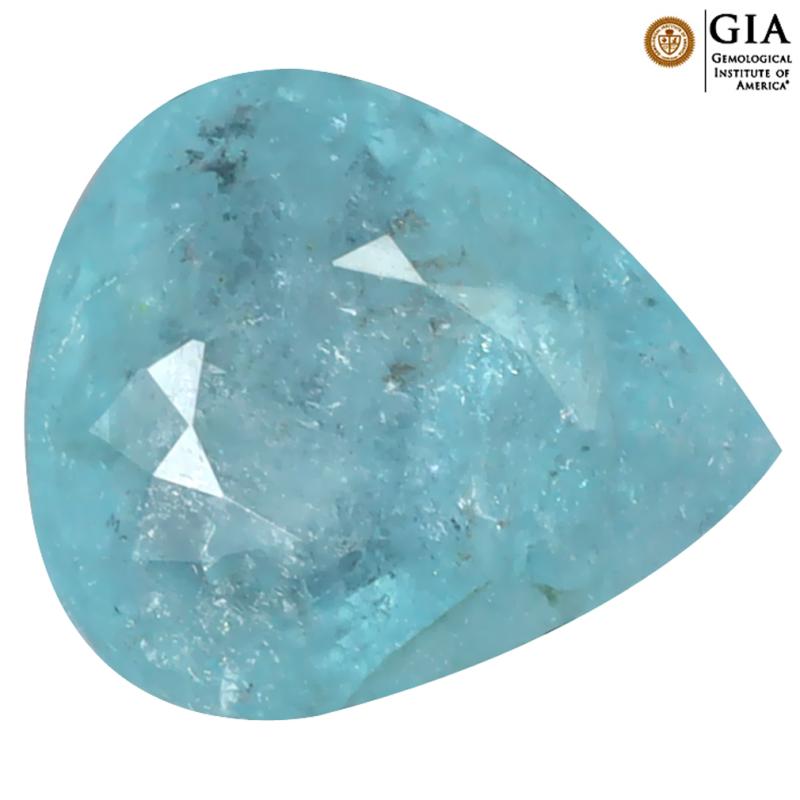GIA CERTIFIED 5.24 ct WONDERFUL PEAR CUT (13 X 11 MM) GREENISH BLUE PARAIBA TOURMALINE LOOSE STONE