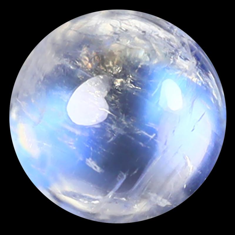 1.79 ct AAA Incomparable Round Cabochon Shape (7 x 7 mm) Rainbow Blue Moonstone Natural Gemstone