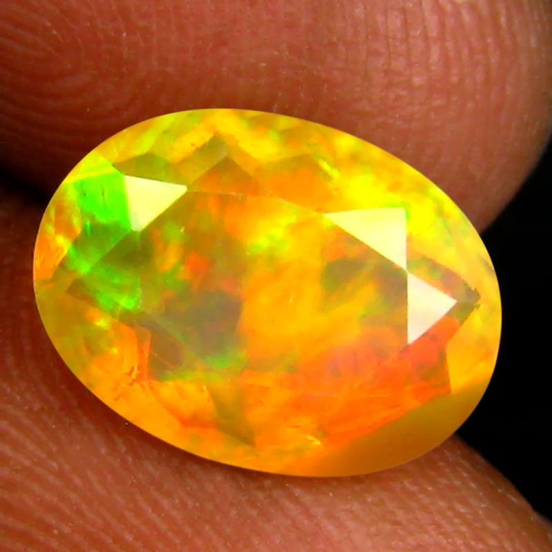 1.80 ct First-class Oval (11 x 8 mm) Un-Heated Ethiopia Rainbow Opal Loose Gemstone