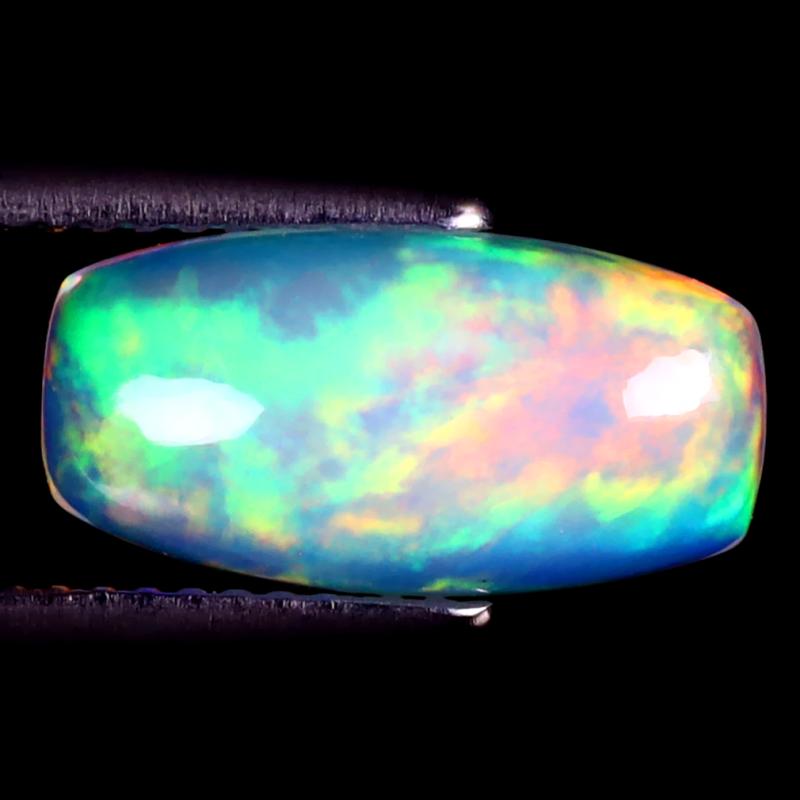 2.40 ct Grand looking Cushion Cabochon (14 x 7 mm) Ethiopian 360 Degree Flashing Rainbow Opal Natural Gemstone