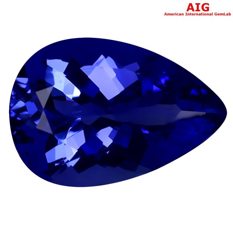 3.24 ct AIG CERTIFIED AAAA+ GRADE SPLENDID PEAR CUT (12 X 8 MM) D'BLOCK TANZANITE GEMSTONE
