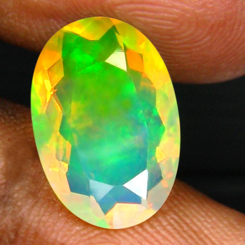 2.46 ct Very good Oval (13 x 9 mm) Un-Heated Ethiopia Rainbow Opal Loose Gemstone
