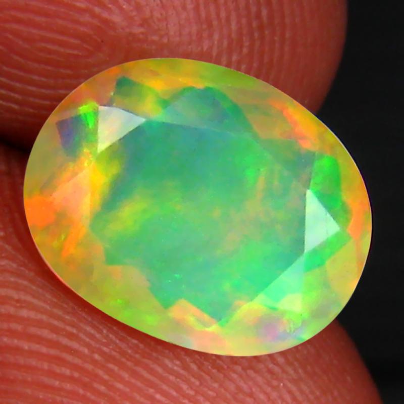 1.99 ct Flashing Oval (11 x 8 mm) Un-Heated Ethiopia Rainbow Opal Loose Gemstone
