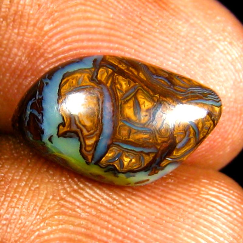 4.65 ct Attractive Fancy Shape (15 x 9 mm) Multi Color Australian Koroit Boulder Opal Natural Loose Gemstone