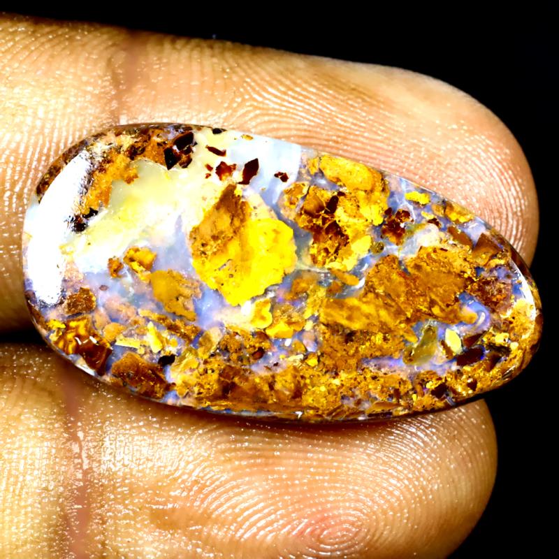 19.86 ct Eye-catching Fancy Shape (29 x 15 mm) Multi Color Australian Koroit Boulder Opal Natural Loose Gemstone