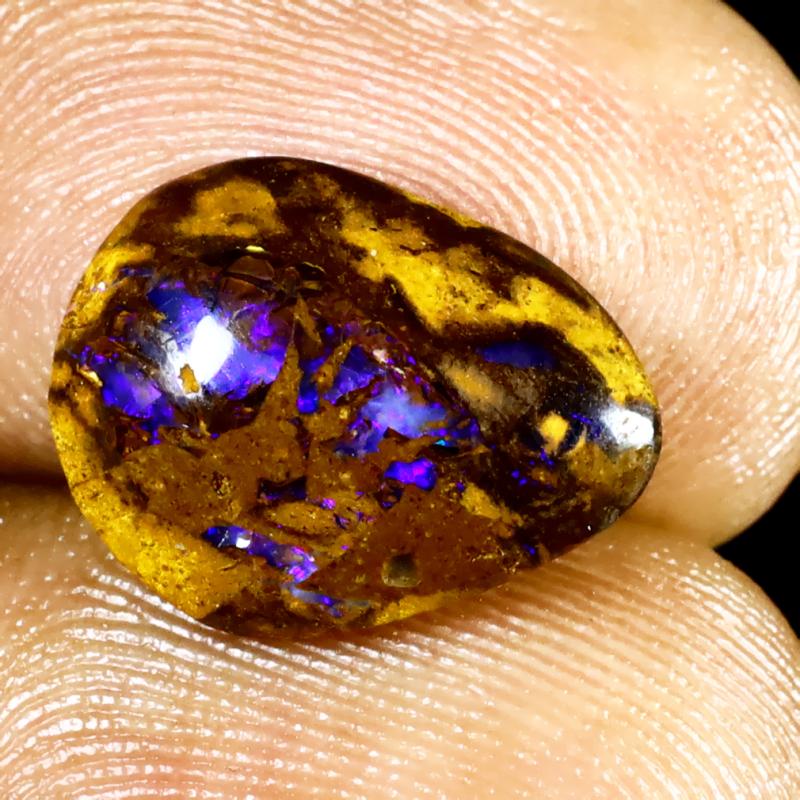 3.77 ct Lovely Fancy Shape (13 x 10 mm) Multi Color Australian Koroit Boulder Opal Natural Loose Gemstone