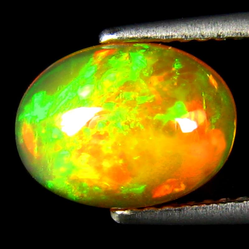 1.89 ct Sparkling Oval Cabochon Cut (11 x 8 mm) Ethiopia Play of Colors Rainbow Opal Natural Gemstone