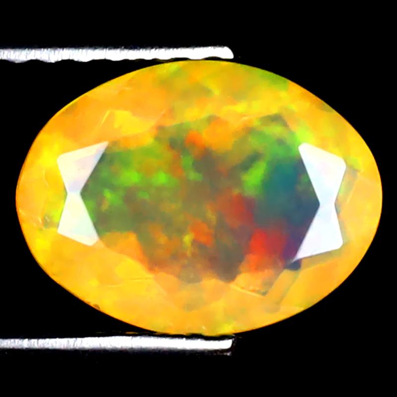 1.34 ct Attractive Oval (10 x 7 mm) Ethiopian 360 Degree Flashing Rainbow Opal Natural Gemstone