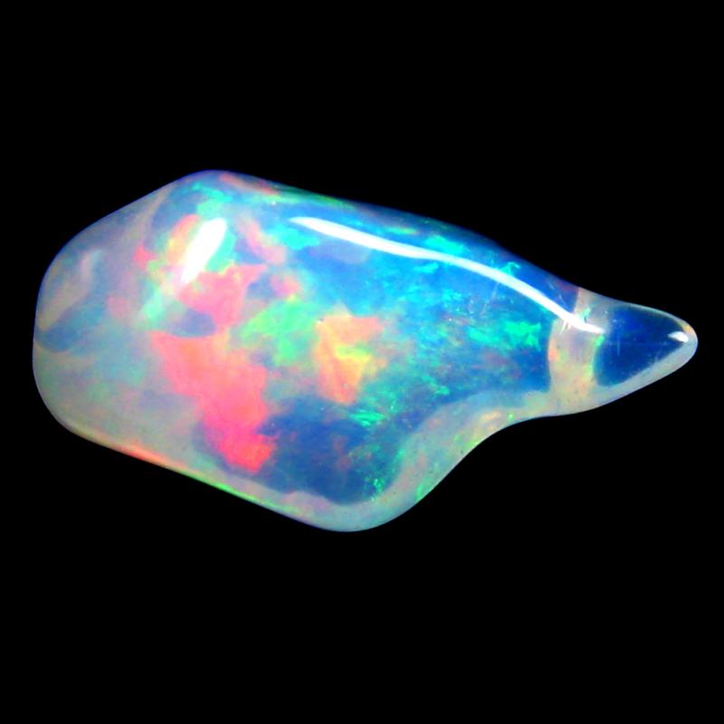 8.10 ct Eye-popping Fancy Cut (22 x 13 mm) 100% Natural (Un-Heated) Play of Colors Rainbow Opal Natural Gemstone
