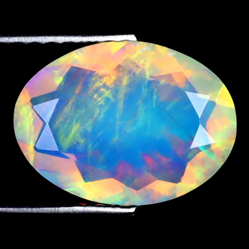 1.69 ct Wonderful Oval (12 x 9 mm) Ethiopian 360 Degree Flashing Rainbow Opal Natural Gemstone
