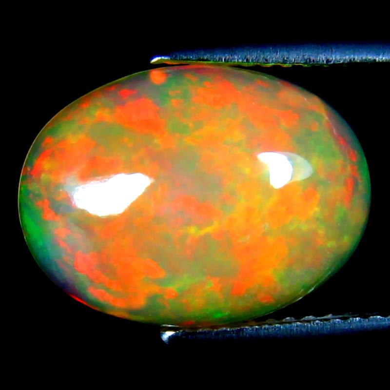 4.83 ct Marvelous Oval Cabochon Cut (15 x 11 mm) Ethiopia Play of Colors Rainbow Opal Natural Gemstone