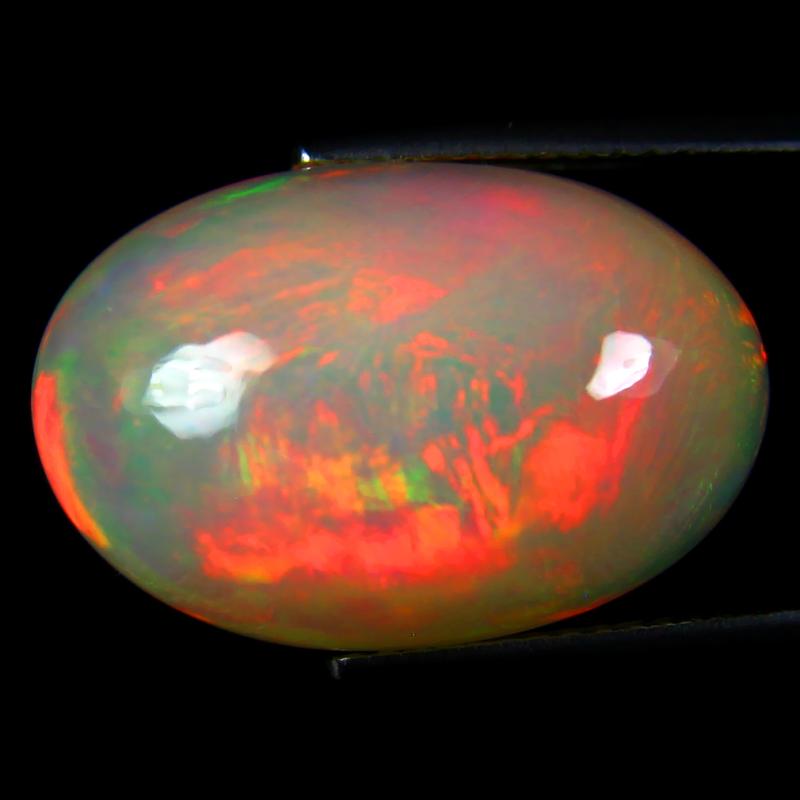 11.33 ct Stunning Oval Cabochon (19 x 13 mm) Flashing 360 Degree Multicolor Rainbow Opal Gemstone