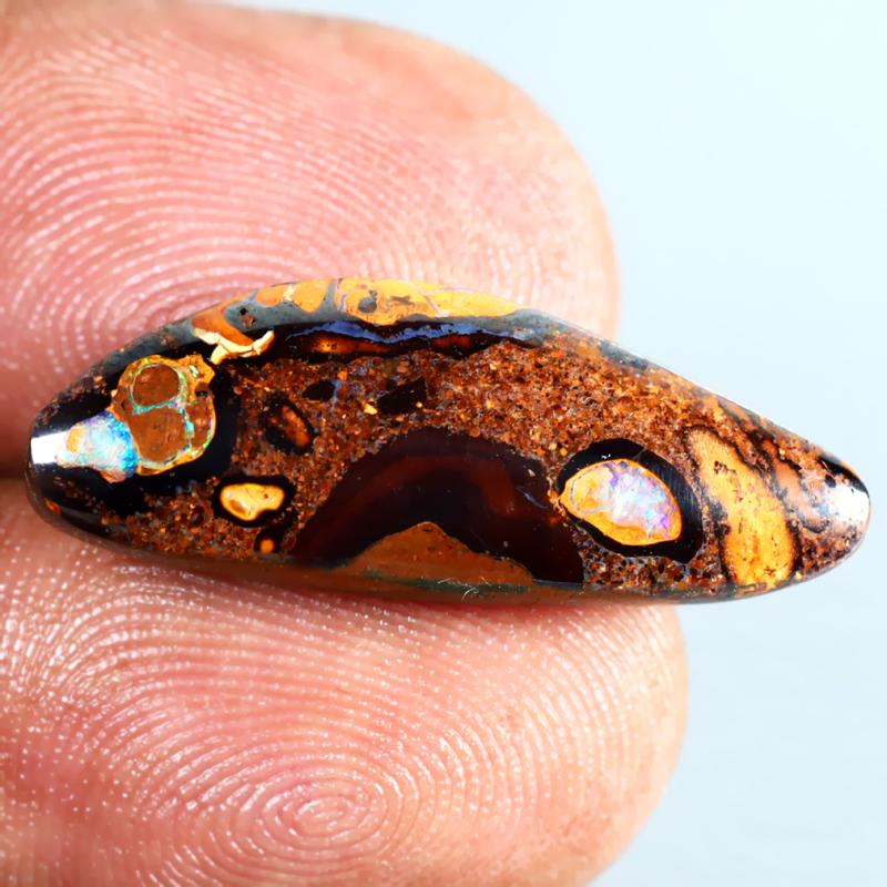 7.93 ct Topnotch Fancy Shape (25 x 9 mm) Multi Color Australian Koroit Boulder Opal Natural Loose Gemstone