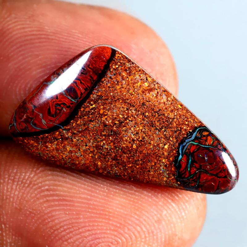 9.68 ct Terrific Fancy Shape (24 x 13 mm) Multi Color Australian Koroit Boulder Opal Natural Loose Gemstone