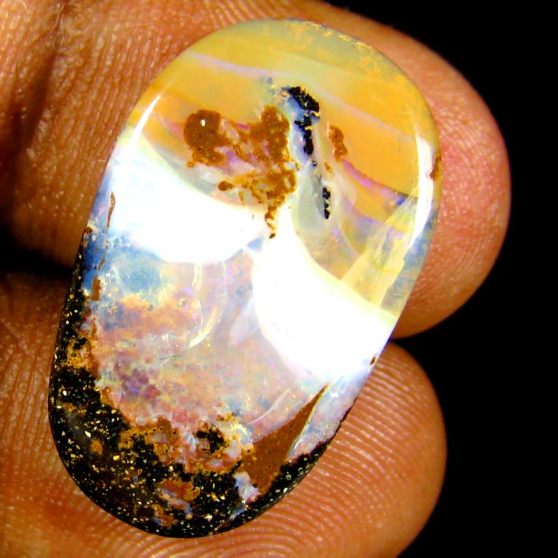 16.54 ct Marvelous Fancy Shape (23 x 14 mm) Multi Color Australian Koroit Boulder Opal Natural Loose Gemstone