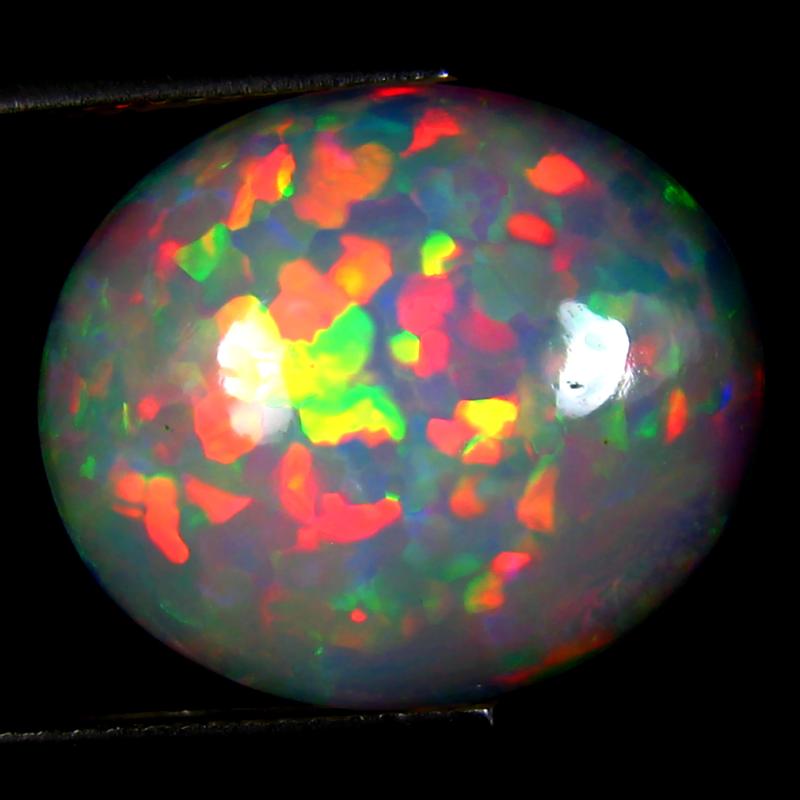 6.95 ct Remarkable Oval Cabochon (18 x 15 mm) Flashing 360 Degree Multicolor Rainbow Opal Gemstone