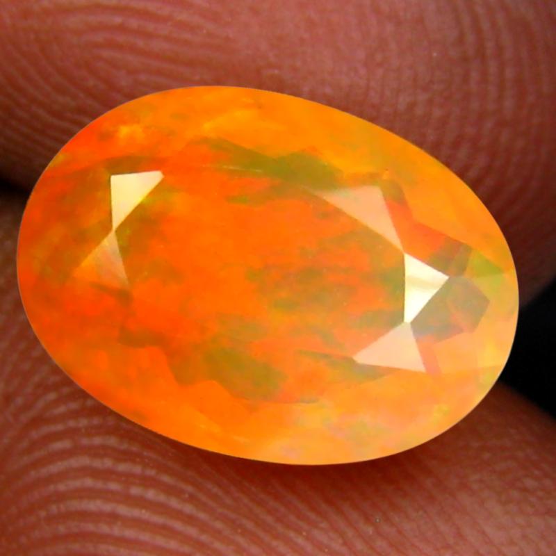 2.55 ct Sparkling Oval (12 x 8 mm) Un-Heated Ethiopia Rainbow Opal Loose Gemstone