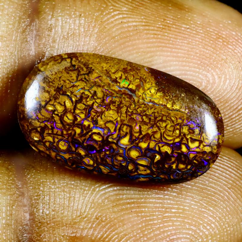 7.75 ct Beautiful Fancy Shape (19 x 11 mm) Multi Color Australian Koroit Boulder Opal Natural Loose Gemstone