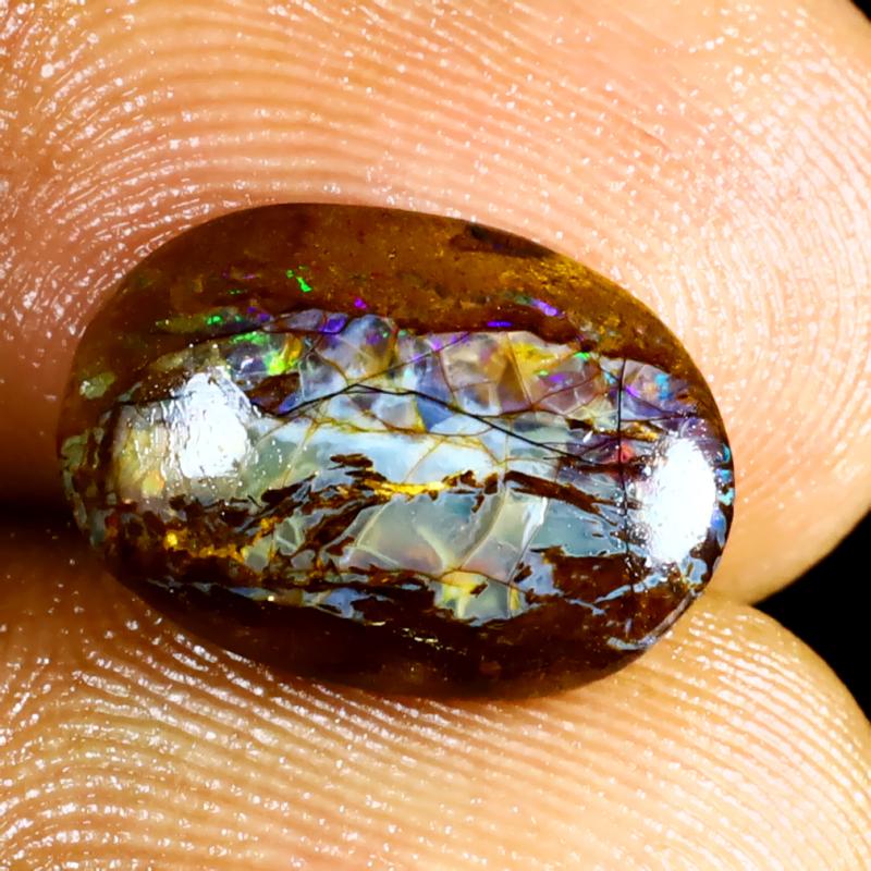3.77 ct Marvelous Fancy Shape (13 x 9 mm) Multi Color Australian Koroit Boulder Opal Natural Loose Gemstone