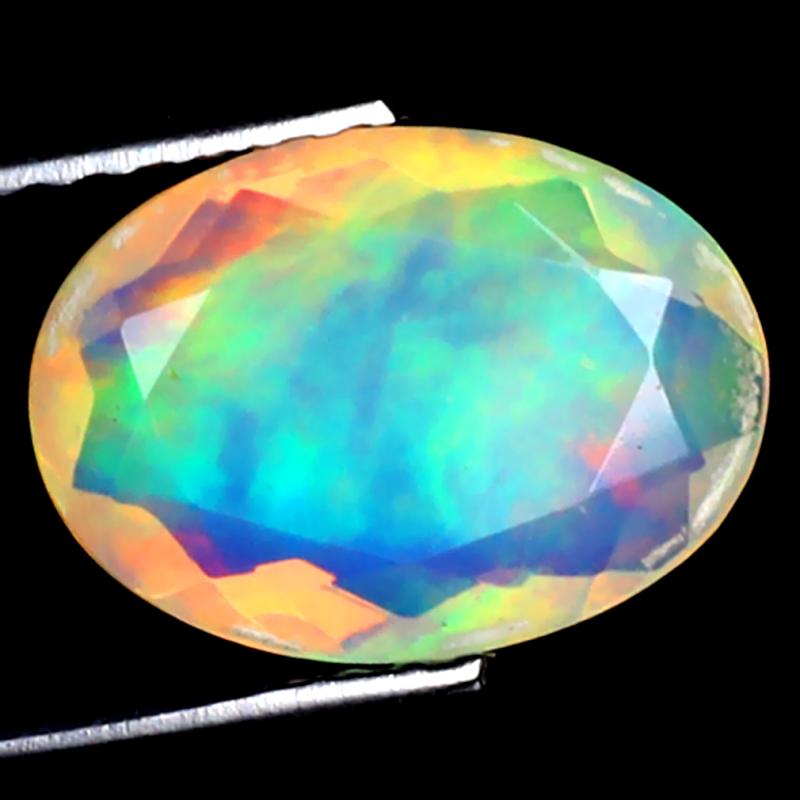 1.33 ct Charming Oval (11 x 8 mm) Ethiopian 360 Degree Flashing Rainbow Opal Natural Gemstone