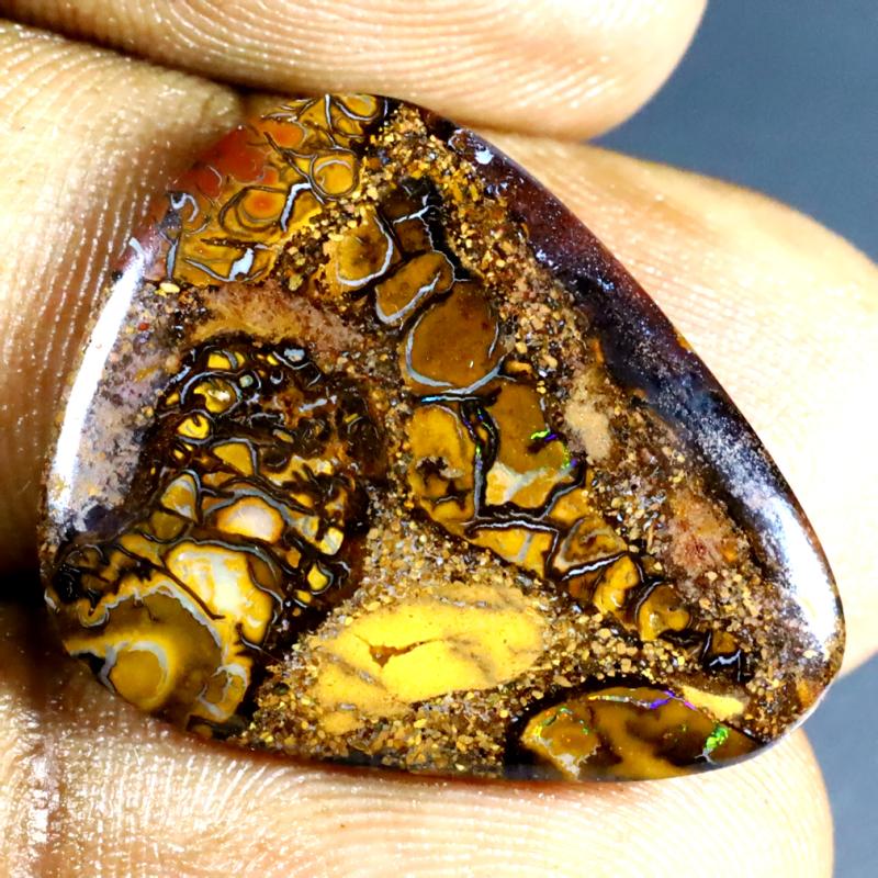 14.05 ct Eye-popping Fancy Shape (24 x 19 mm) Multi Color Australian Koroit Boulder Opal Natural Loose Gemstone