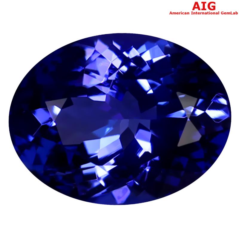 1.68 ct AIG CERTIFIED AAAA GRADE SUPERB OVAL CUT (9 X 7 MM) D'BLOCK TANZANITE GEMSTONE