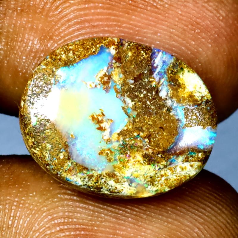 7.53 ct Superb Fancy Shape (16 x 13 mm) Multi Color Australian Koroit Boulder Opal Natural Loose Gemstone