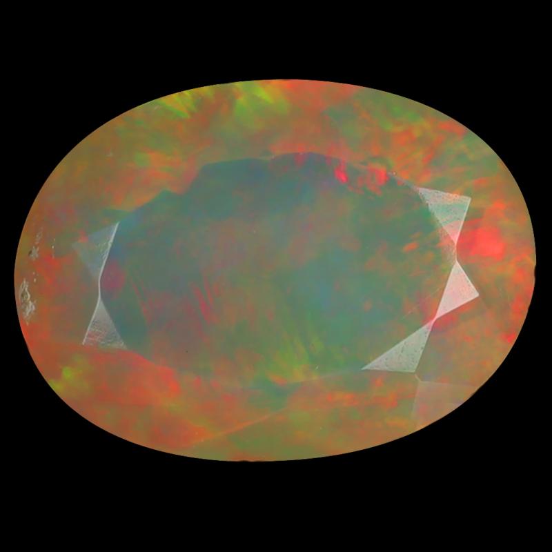 3.85 ct Charming Oval (14 x 10 mm) Unheated / Untreated Ethiopia Rainbow Opal Loose Gemstone