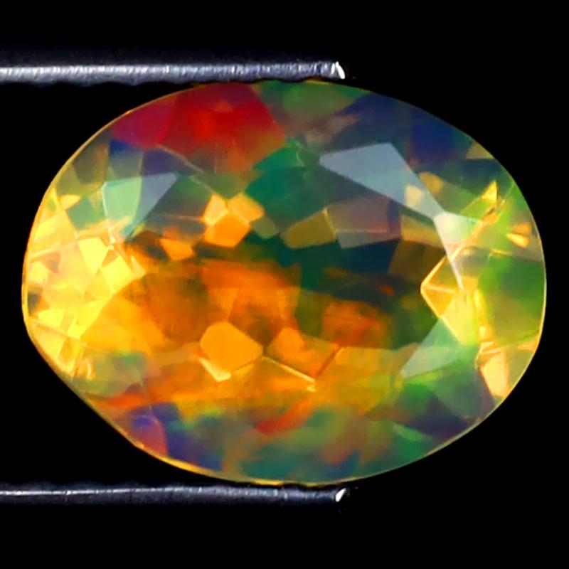 1.77 ct First-class Oval (10 x 8 mm) Ethiopian 360 Degree Flashing Rainbow Opal Natural Gemstone