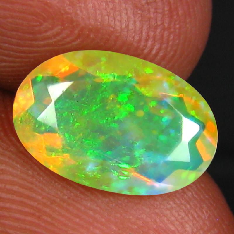 1.90 ct Flashing Oval (12 x 8 mm) Un-Heated Ethiopia Rainbow Opal Loose Gemstone