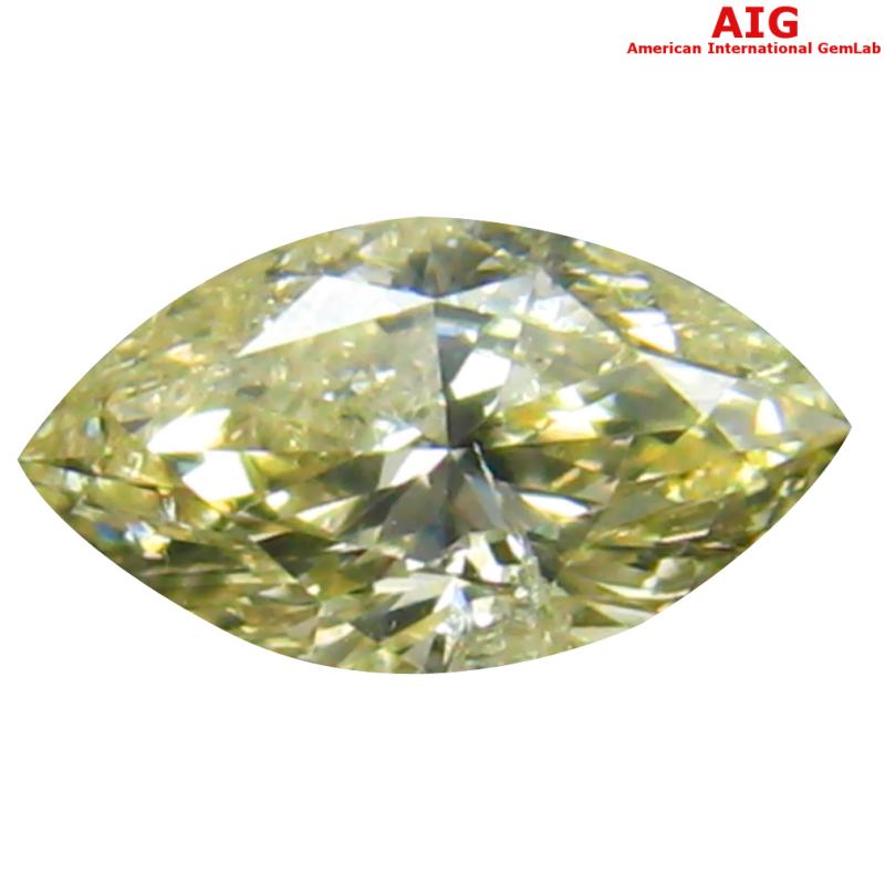 0.30 ct AIG Certified Incredible SI2 Clarity Marquise Cut (6 x 3 mm) Fancy Light Yellow Diamond Stone