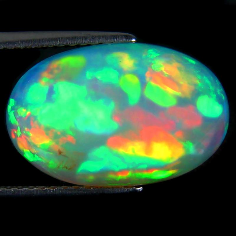 6.27 ct Romantic Oval Cabochon (17 x 11 mm) Ethiopian 360 Degree Flashing Rainbow Opal Natural Gemstone